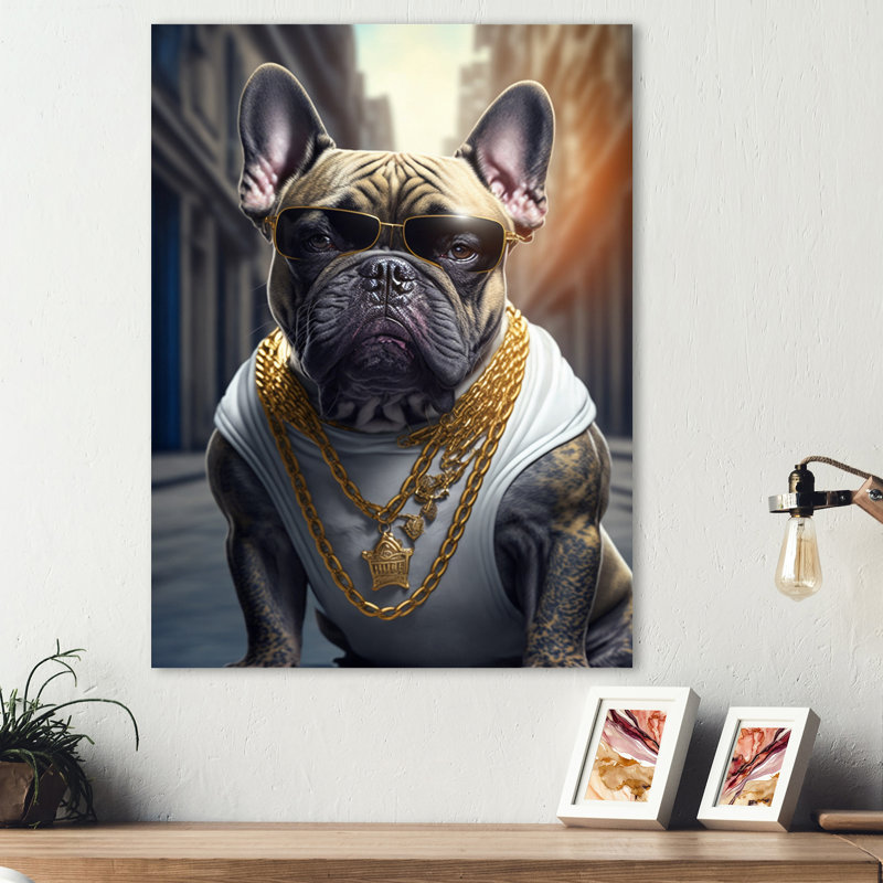 «Frenchie Gangster in NYC V», impression sur toile, H 32 po x l 16 po x P 1 po, Toile tendue