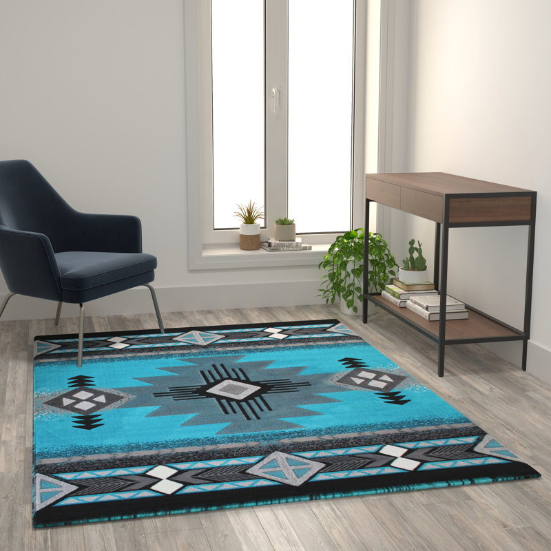 Leitha traditionnel en fibre d'oléfine, Rectangle 5 pi x 7 pi