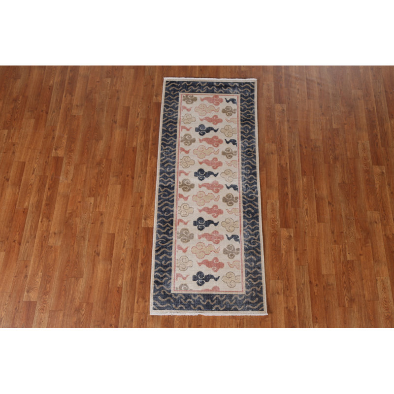 Tapis de couloir turc en laine noué à la main Art Deco