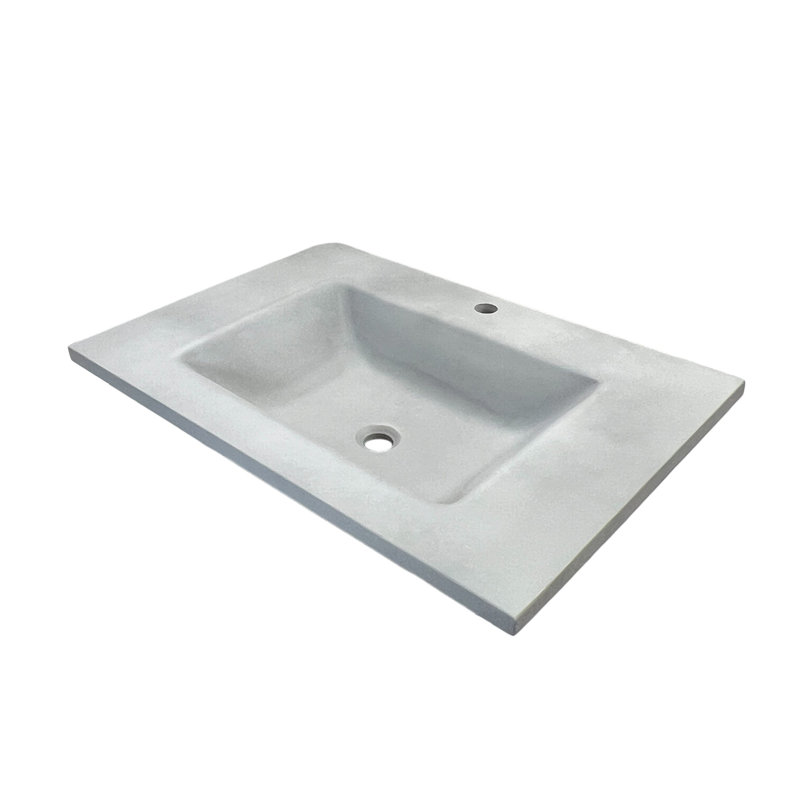 31'' Light Gray Concrete Single Bathroom Vanity Top with Rectangular Sink