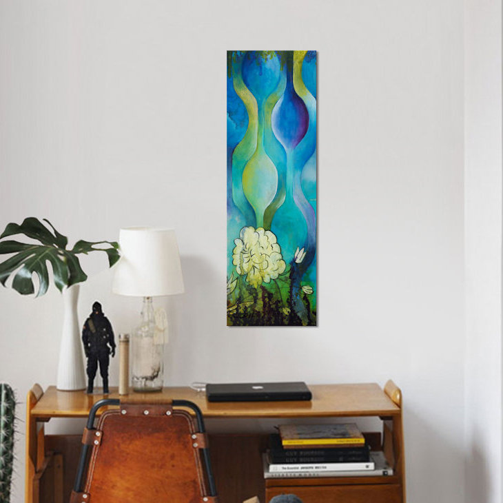 « pond dripples i », reproduction sur toile, H 48 po x l 16 po x P 1,5 po, Cadre noir