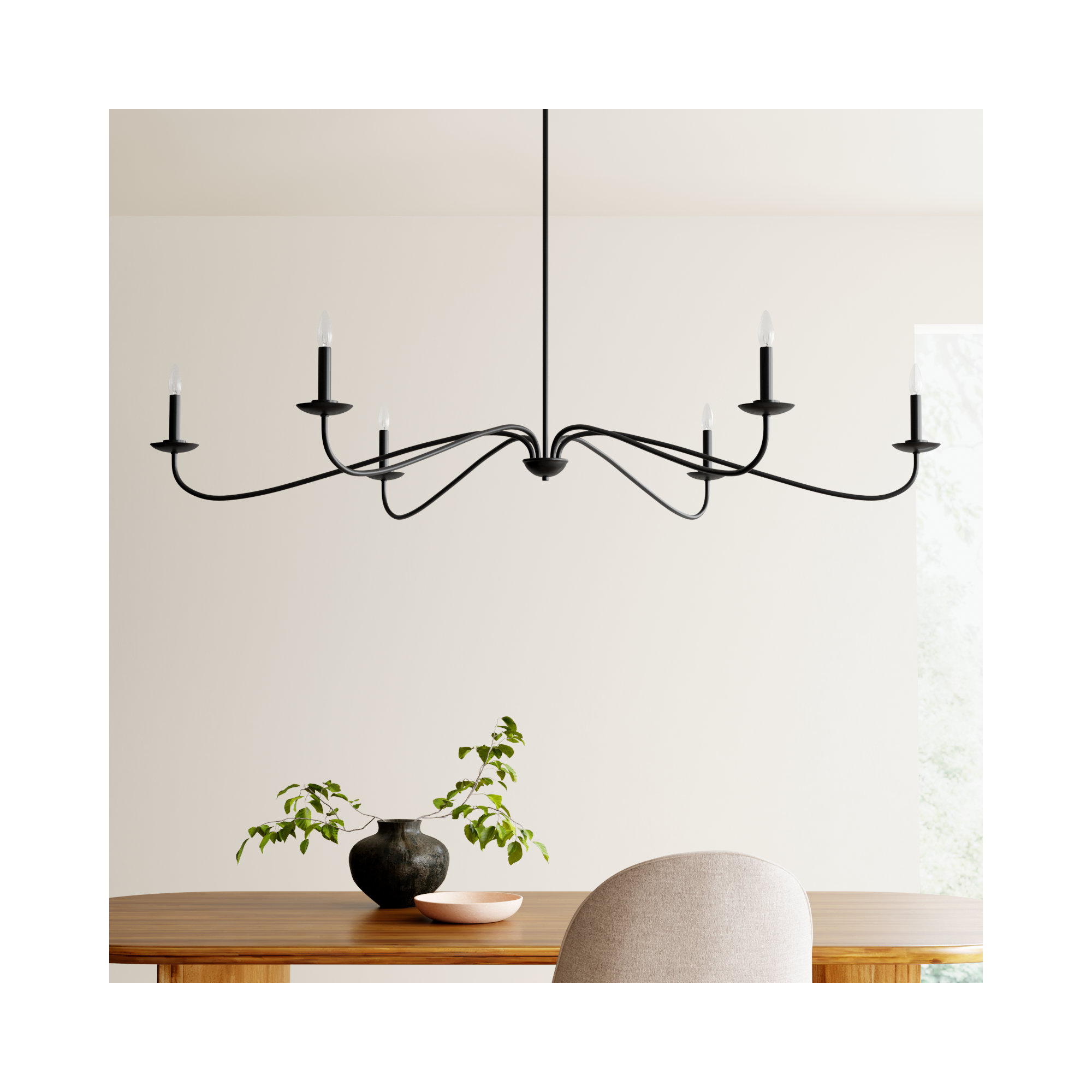 Zoyla 6 - Light Metal Dimmable Chandelier, Matte Black