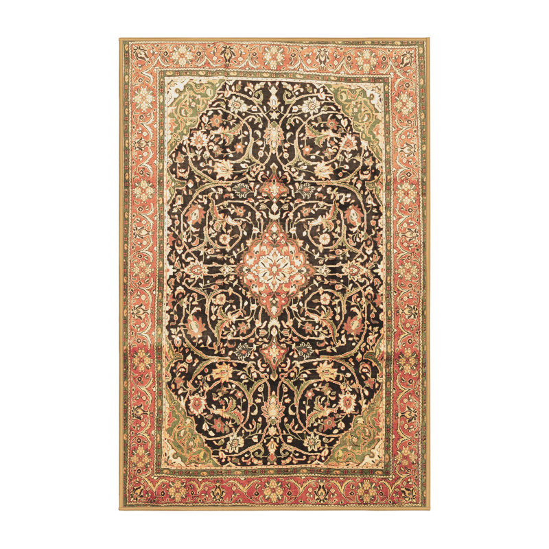 Tapis oriental rectangulaire en laine et polyester tissé à la machine 5 pi x 8 pi Jessikah