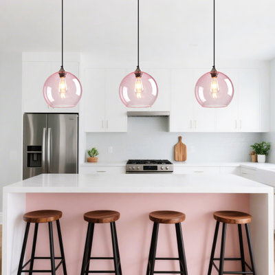 Charolyn 3 - Light Single Pendant Light Globe Pendant Light Fixtures Glass Pendant Lights Kitchen Island Lighting