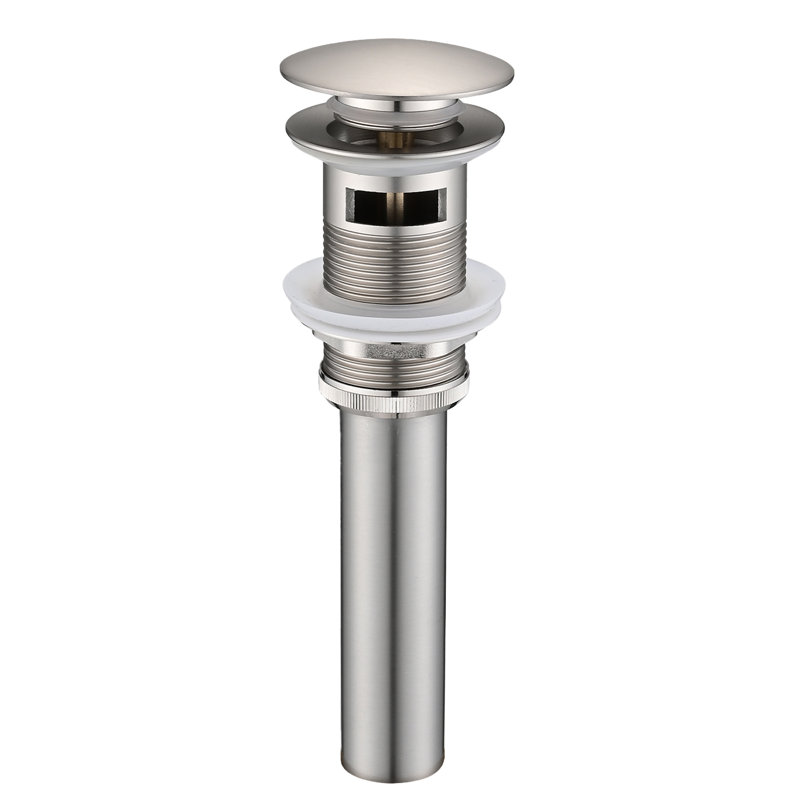 Bathroom Sink Pop Up Drain With Overflow,stainless Steel,one Piece, Brushed Nickel