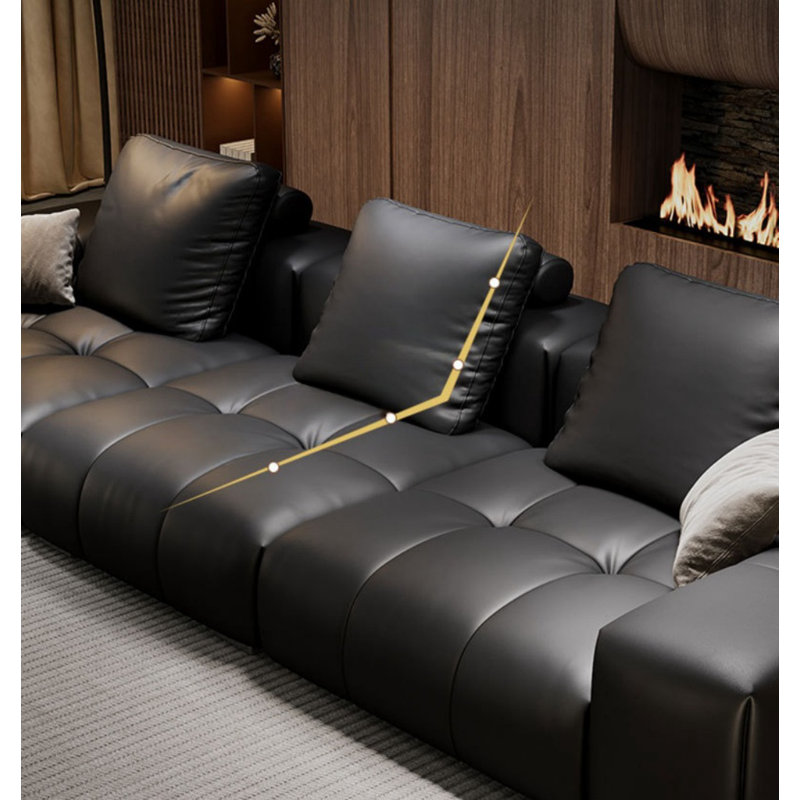 Canapé simple carré noir, H 26,77 po x l 133,86 po x P 41,34 po, 4