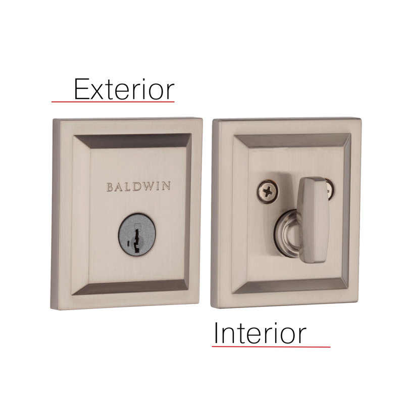 Satin Nickel Rectangular Single Cylinder Deadbolt with SmartKey