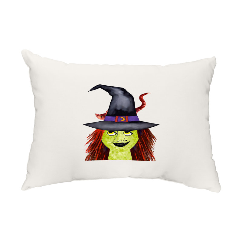Housse de coussin rectangulaire d’extérieur avec coussin de sorcières de Ackerman, Blanc