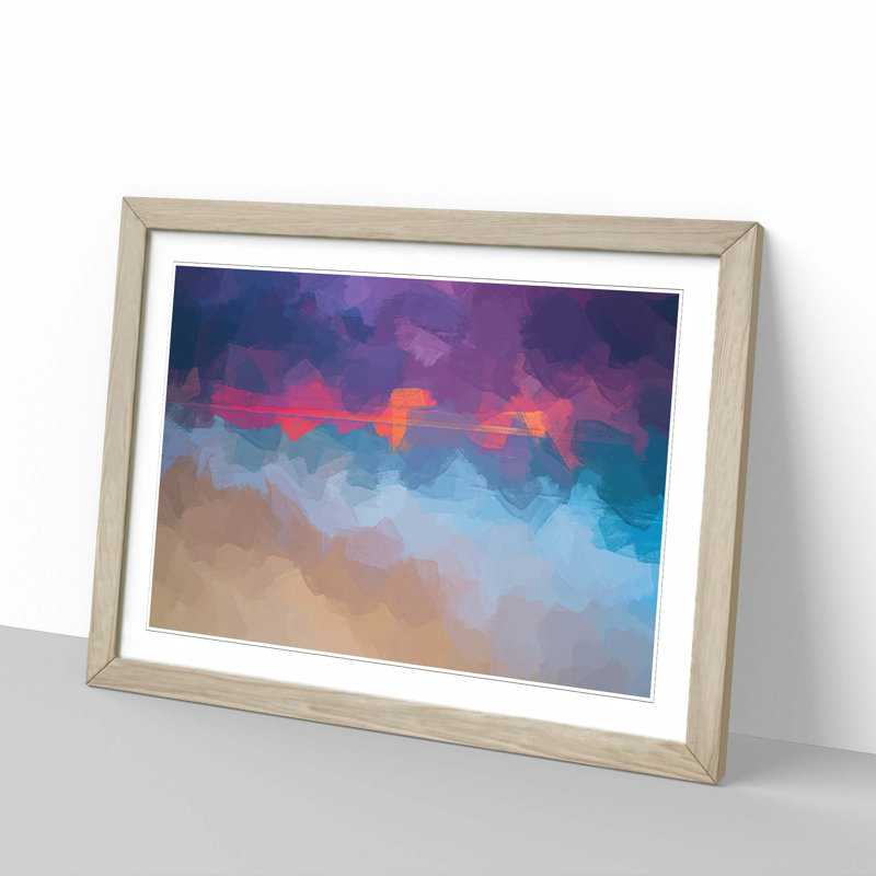 Pink Sunset - Picture Frame Graphic Art Print, Oak, 35cm H x 50cm W x 2cm D