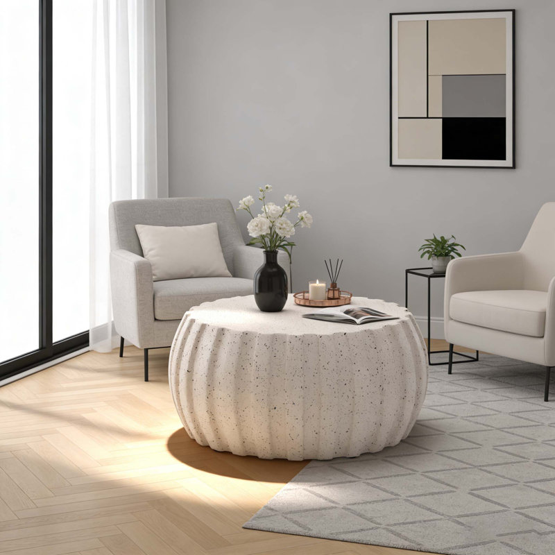 Table basse ronde imperméable 35,43 po, Blanc
