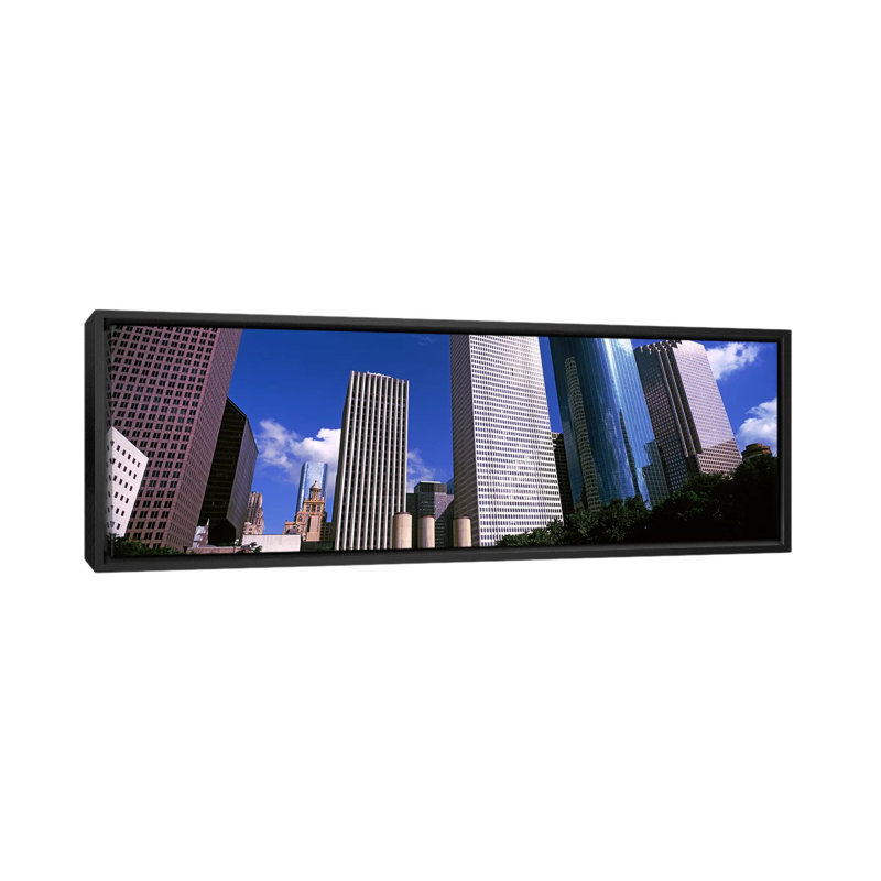 Vue panoramique panoramique de la tour, lignes aériennes Continental, bâtiment ExxonMobile et le bâtiment à chevrons, Houston, Texas - reproduction de photo sur toile tendue
