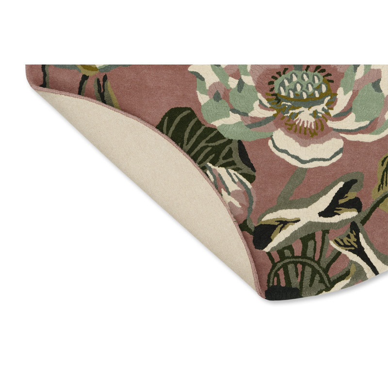 Hand Tufted Wool Floral Area Rug, Round 4'11"