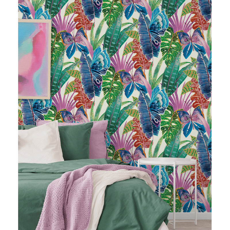 Floral Vinyl Peel & Stick Wallpaper Roll, White