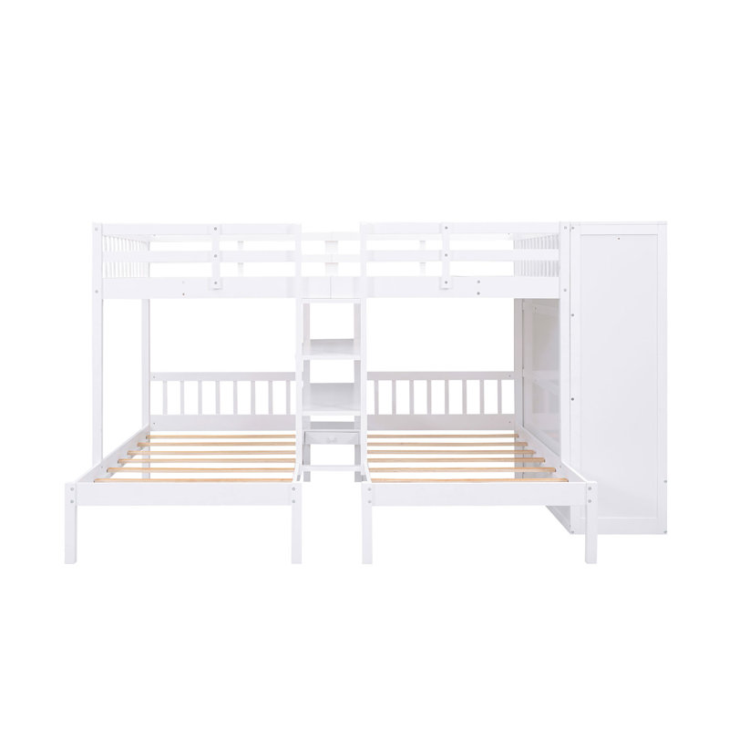 Jamaur Kids Full,Twin Bunk Bed with Drawers, White