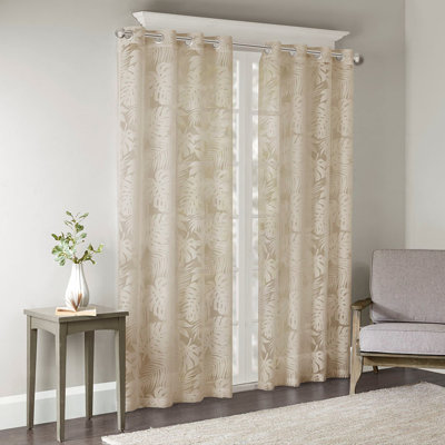 Palm Leaf Burnout Window Sheer Natural, Elegant And Airy For Enhanced Privacy And Soft Light Diffusion.