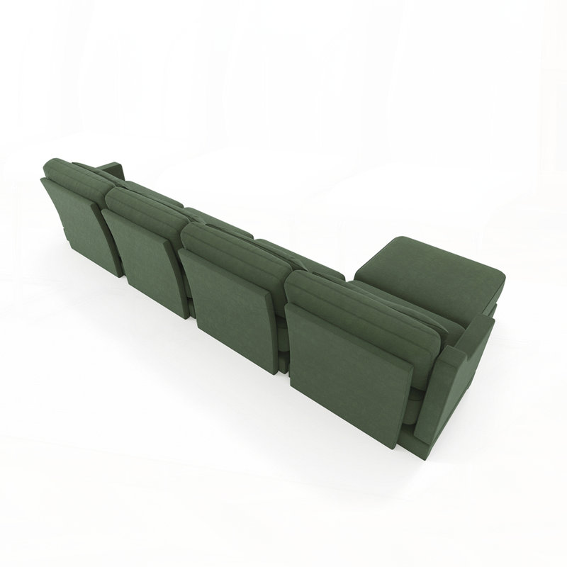 Élégant canapé rembourré en chenille avec design modulaire et repose-pieds assorti pour plus de confort, Chenille verte