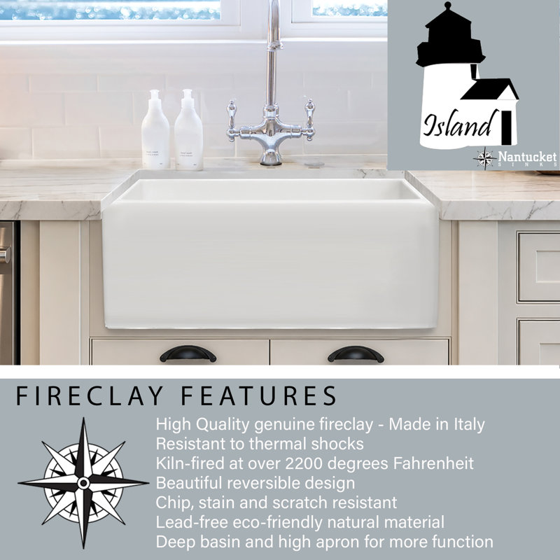 Island 35.75'' L Single Basin Kitchen Sink, 24"