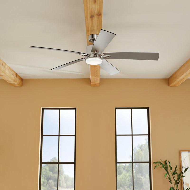 Lucian 60'' Ceiling Fan with LED Lights, Polished Nickel/Black/Silver