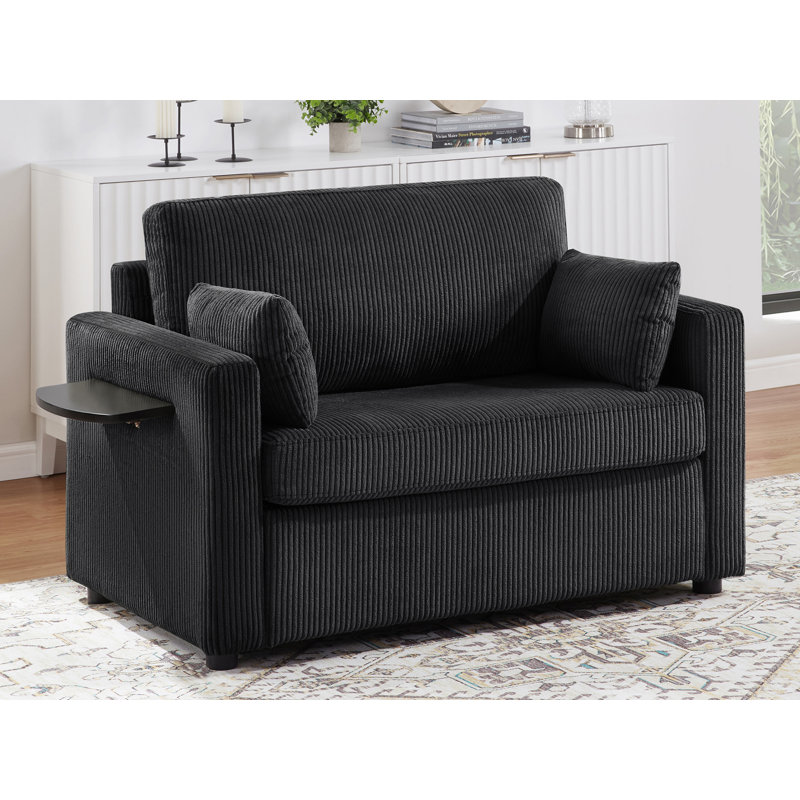 Chaise d'appoint rembourrée, Velours côtelé noir