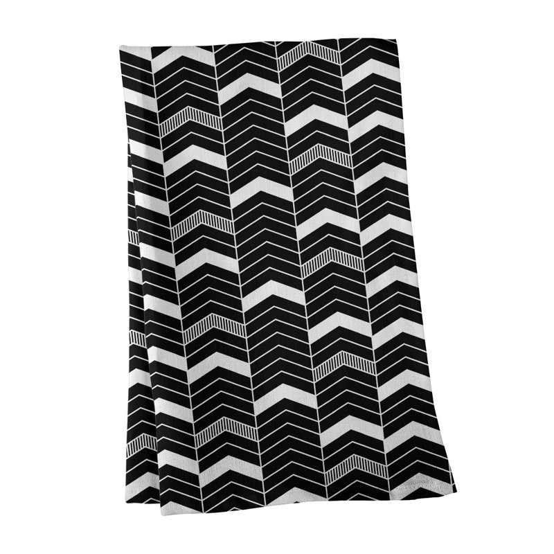Stephenie Tea Towel Kitchen Towel, Black/White, Poly Twill