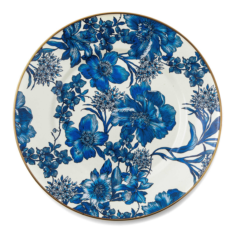 English Garden Enamel Dinner Plate, Blue/White