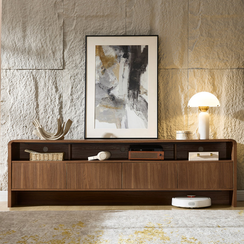 Meuble télé 70 po avec tablette ouverte et grand espace de rangement pour téléviseur de 75 po ou moins Dulane, noyer, Noyer