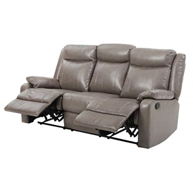 Peirce 76'' Faux Leather Reclining Sofa, Gray Faux Leather