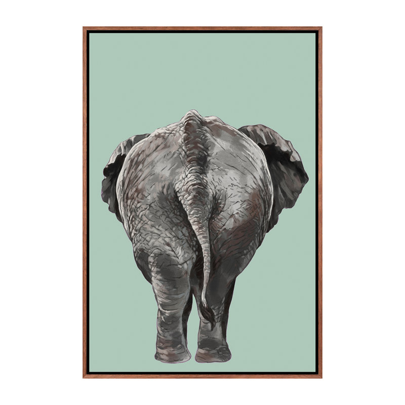 Art de bout éléphant, H 60 po x l 40po x P 1,5 po, Toile avec cadre en bois classique