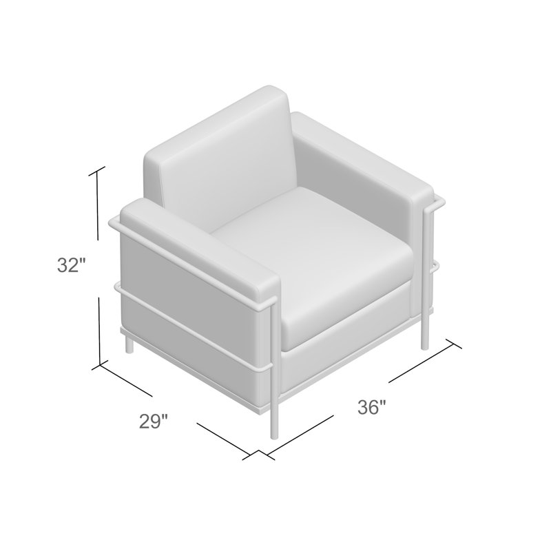 Fauteuil club de 35,5 po de largeur Vasek, Similicuir noir