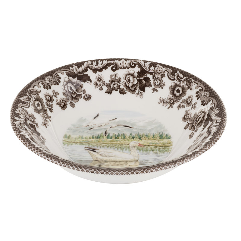 Spode Woodland Ascot Cereal Bowl 8"Snow Goose