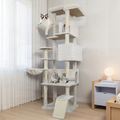 Tour à chat robuste avec grand condo, poteau à griffer en sisal, grand hamac et plateforme supérieure pour un confort et un jeu félins ultimes