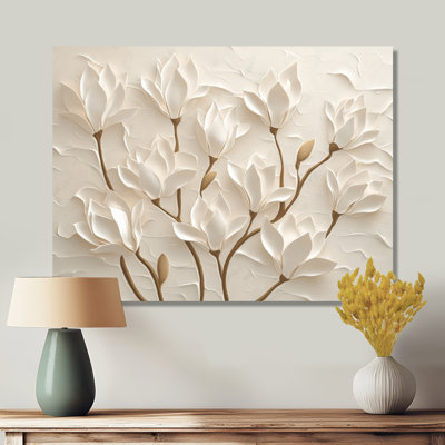 Arbre Magnolia beige lueur II - paysages, décoration murale en métal