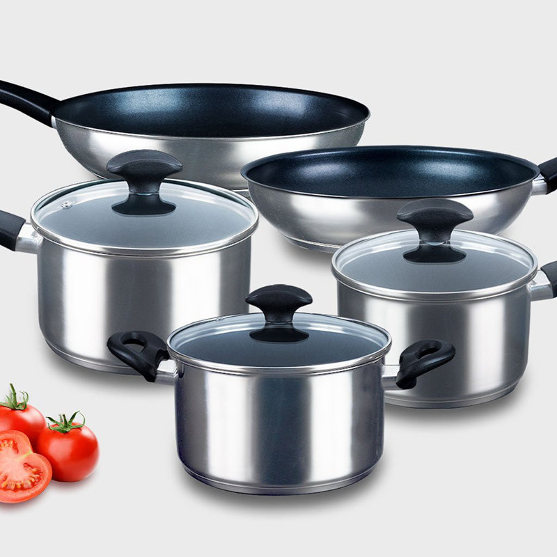 Torin 8 - Piece Non-Stick Stainless Steel Cookware Set