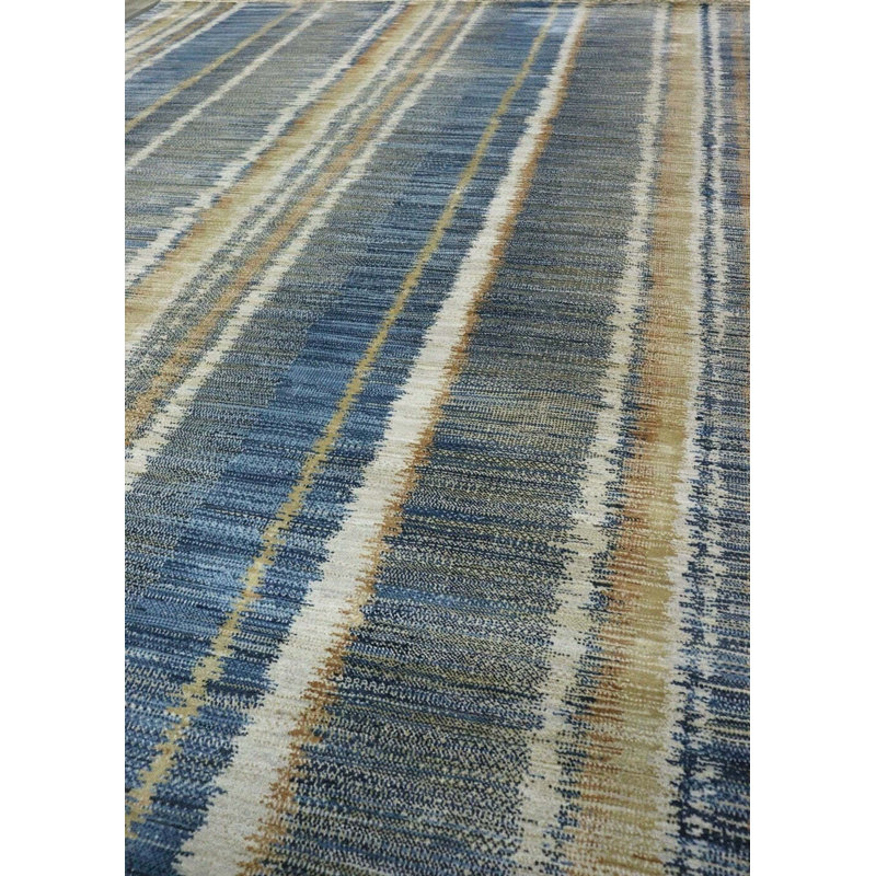 Striped Area Rug in Navy/Copper/GrayIvory, Rectangle 9'1" x 11'9"