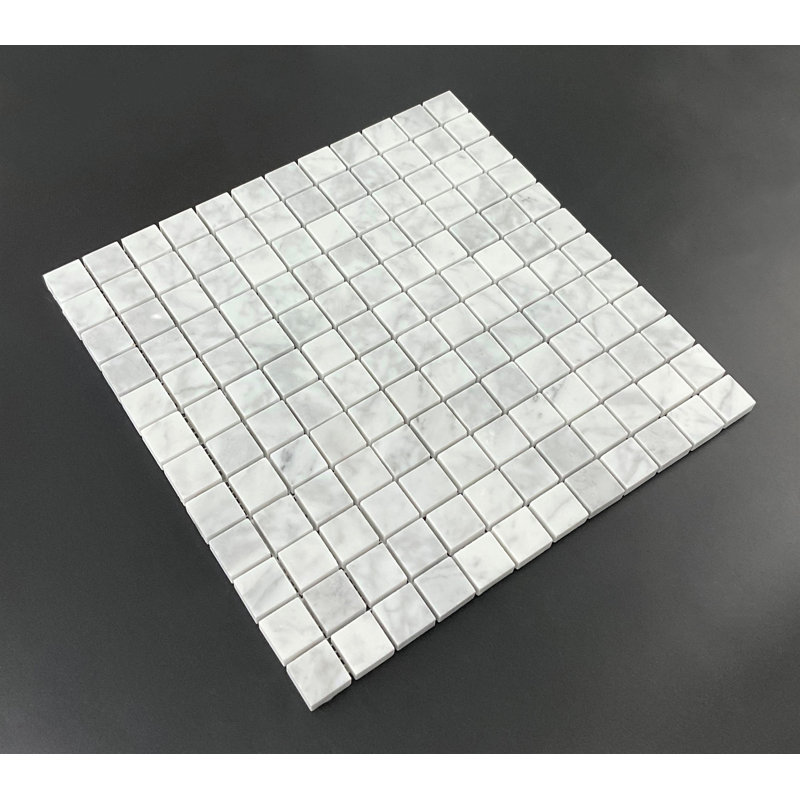 Carreau de mosaïque en marbre 1 po x 1 po pour mur et plancher, Marbre de Carrare blanc