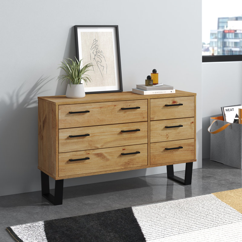Ritzman 6 Drawer 119.3cm W Double Dresser, Brown