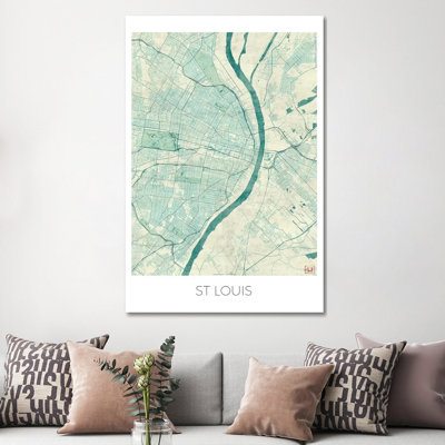 St. Louis Vintage Urban Blueprint Map by Hubert Roguski - Wrapped Canvas Print
