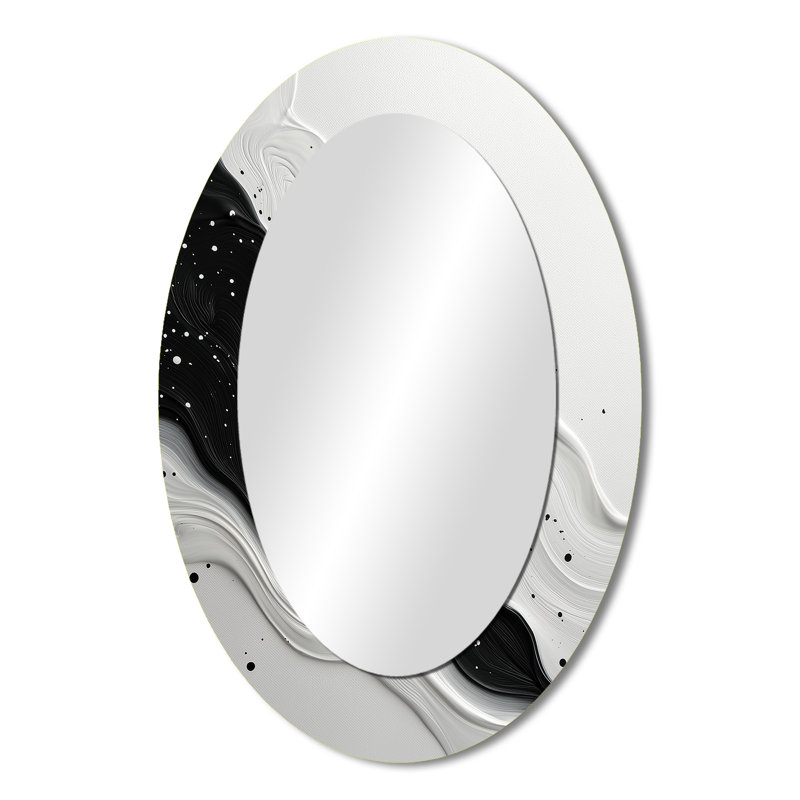Décoration miroir noir ovale noir et blanc Rhythic River II - Noir, 36 po x 24 po