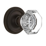 Odin Crystal Waldorf Interior Mortise Door Knob with Rope Rosette