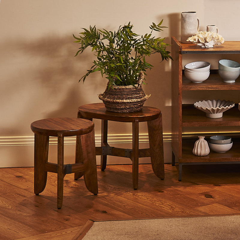 Industrial Mango Wood Accent Stool
