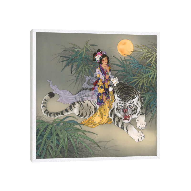 Miao Shan - Painting on Canvas, 45.72 cm H x 45.72 cm W, White Framed