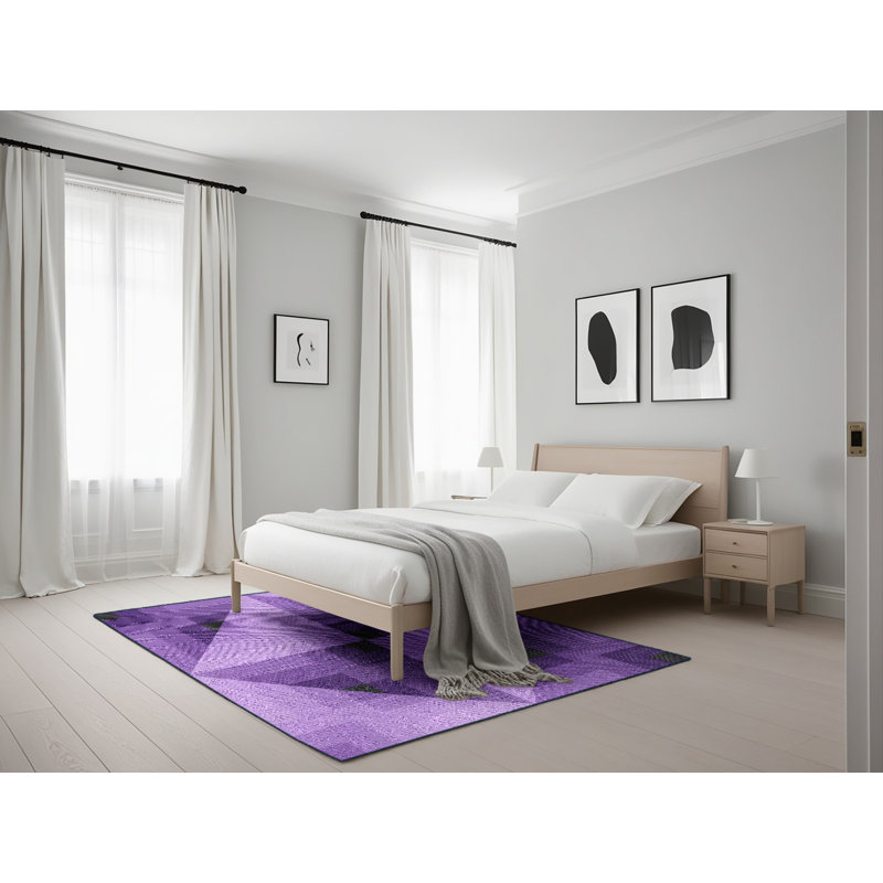 Tapis mauve à motifs/bleu marine Holte, Rectangle 5 pi x 7 pi