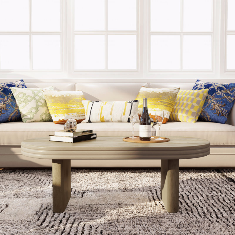Table basse ovale en bois de 23,62 po de style Mid Century