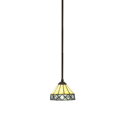 Zilo Stem Hung Mini Pendant Shown In Dark Granite Finish With 7" Glass