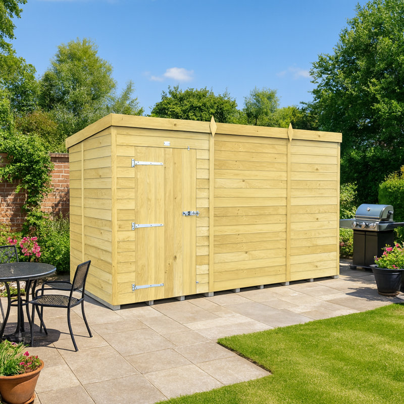 11ft x 5ft Pent Shed - Single Door without Windows