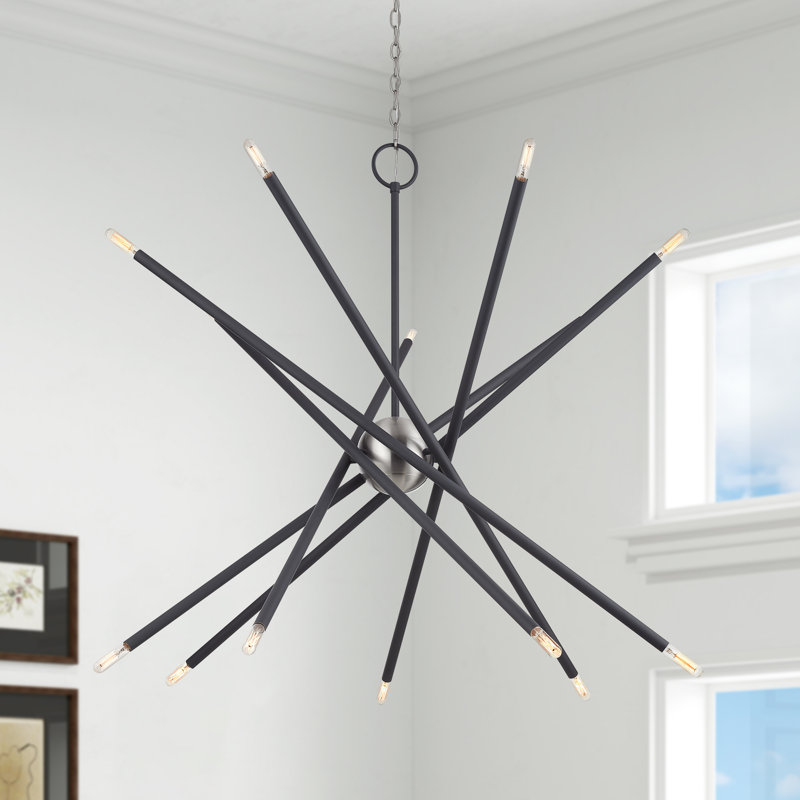 Lustre moyen 10 lumières bronze, Gris scandinave