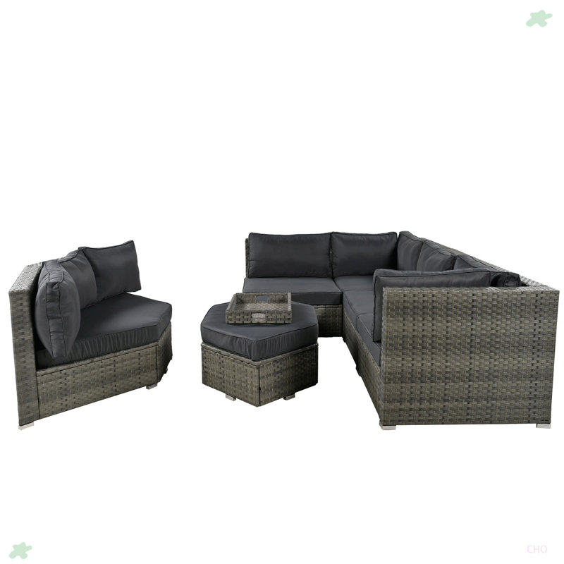 Canapé modulaire en osier pour l'extérieur, Gris