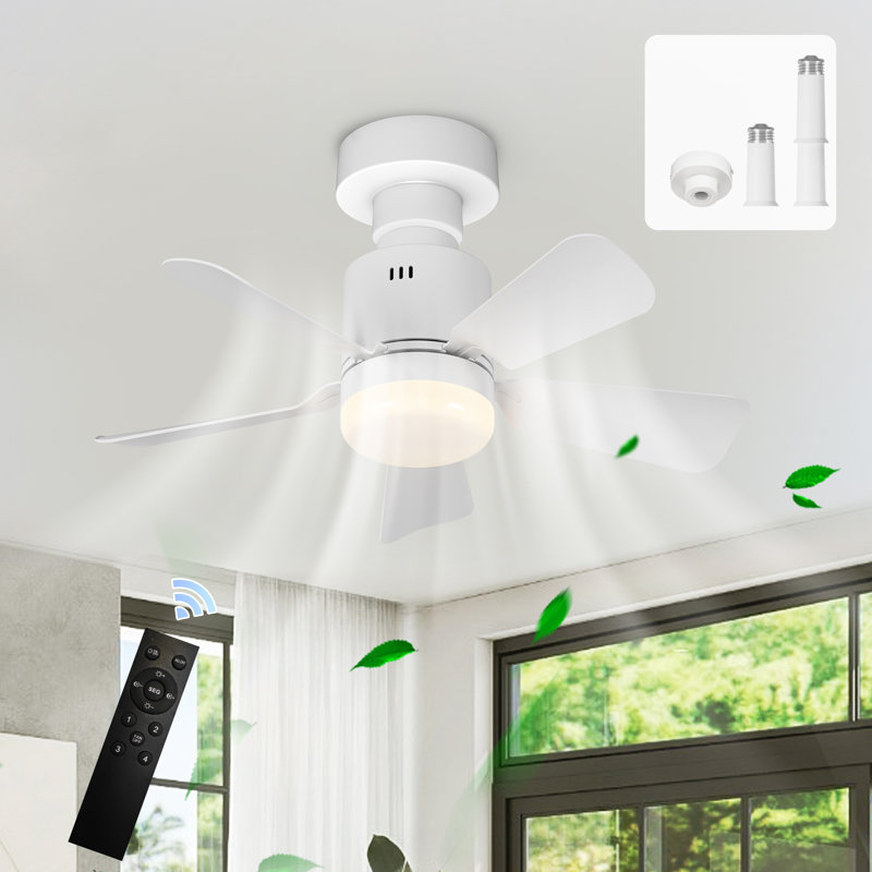 Silvya 45cm 5 - Blade E27 Socket Ceiling Fan with LED Light and Remote, White