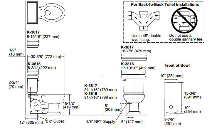 Memoirs® Stately Comfort Height 1.28 GPF Elongated Two-Piece Toilet, Biscuit, Left-Hand