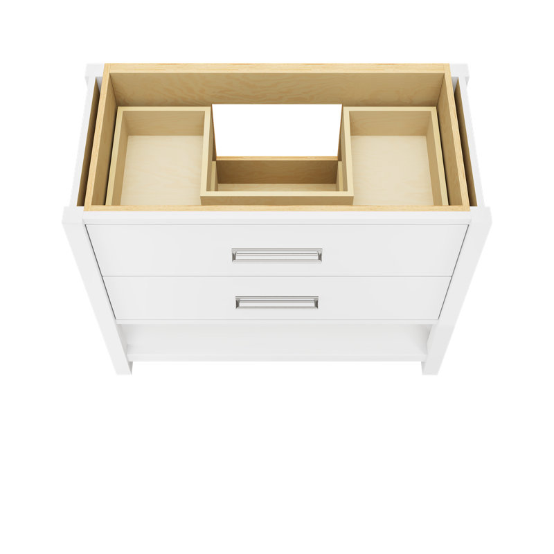Kiawah Two-Drawer Single Bath Vanity, Pure White, 42", Polished Chrome